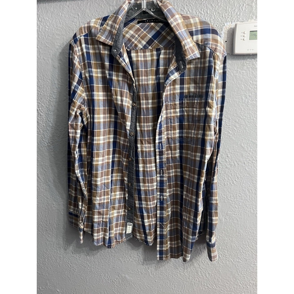 Sean John Shirt Men's Size Large Plaid Long Sleeve Button Up Pocket Tailored Fit